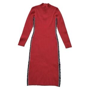 Michael Kors Red Long Sleeve Dress with Side Detailing